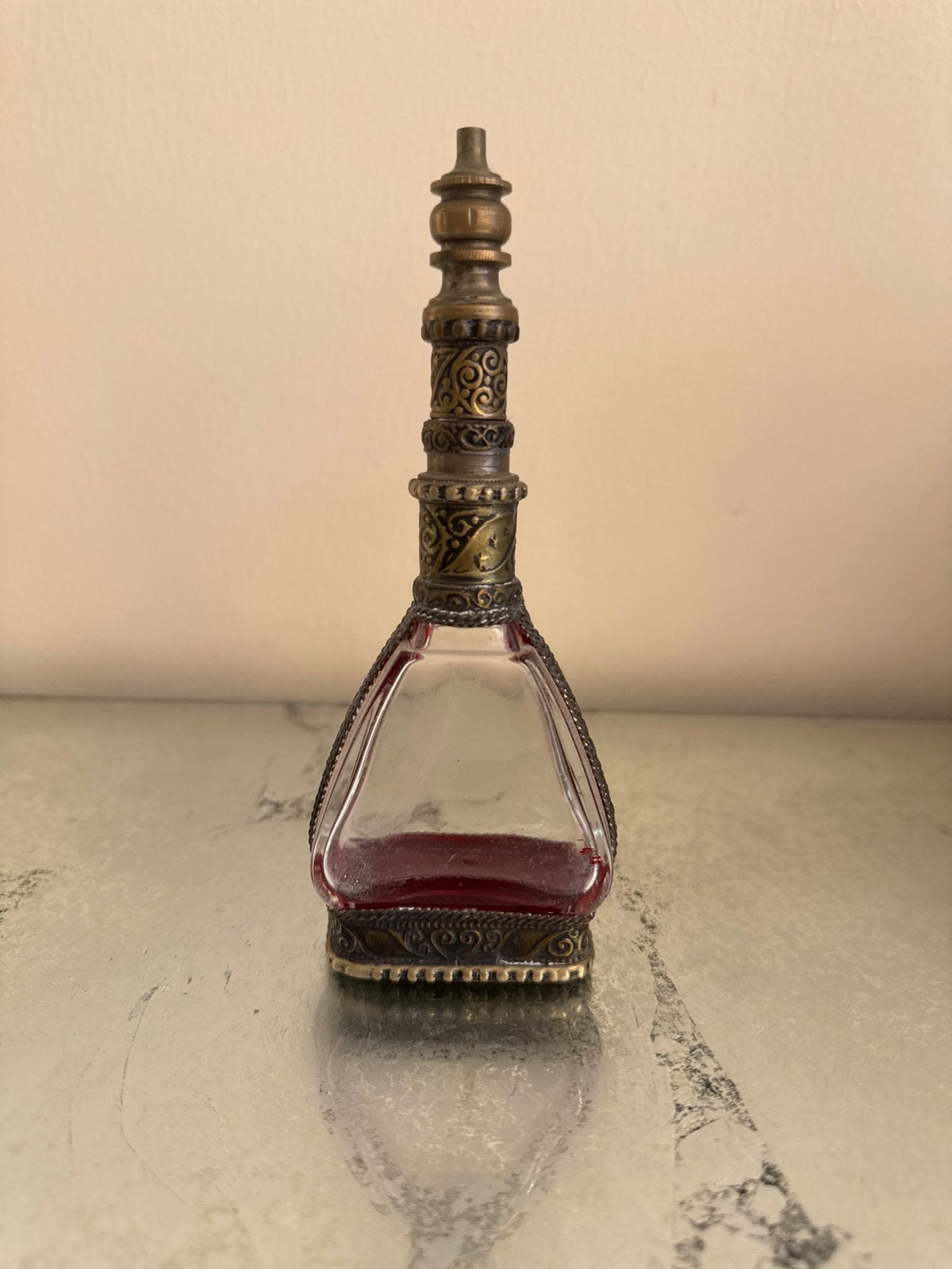 Antiek verzilverd parfumflesje - 16 cm hoog, Antiek en Kunst, Ophalen of Verzenden