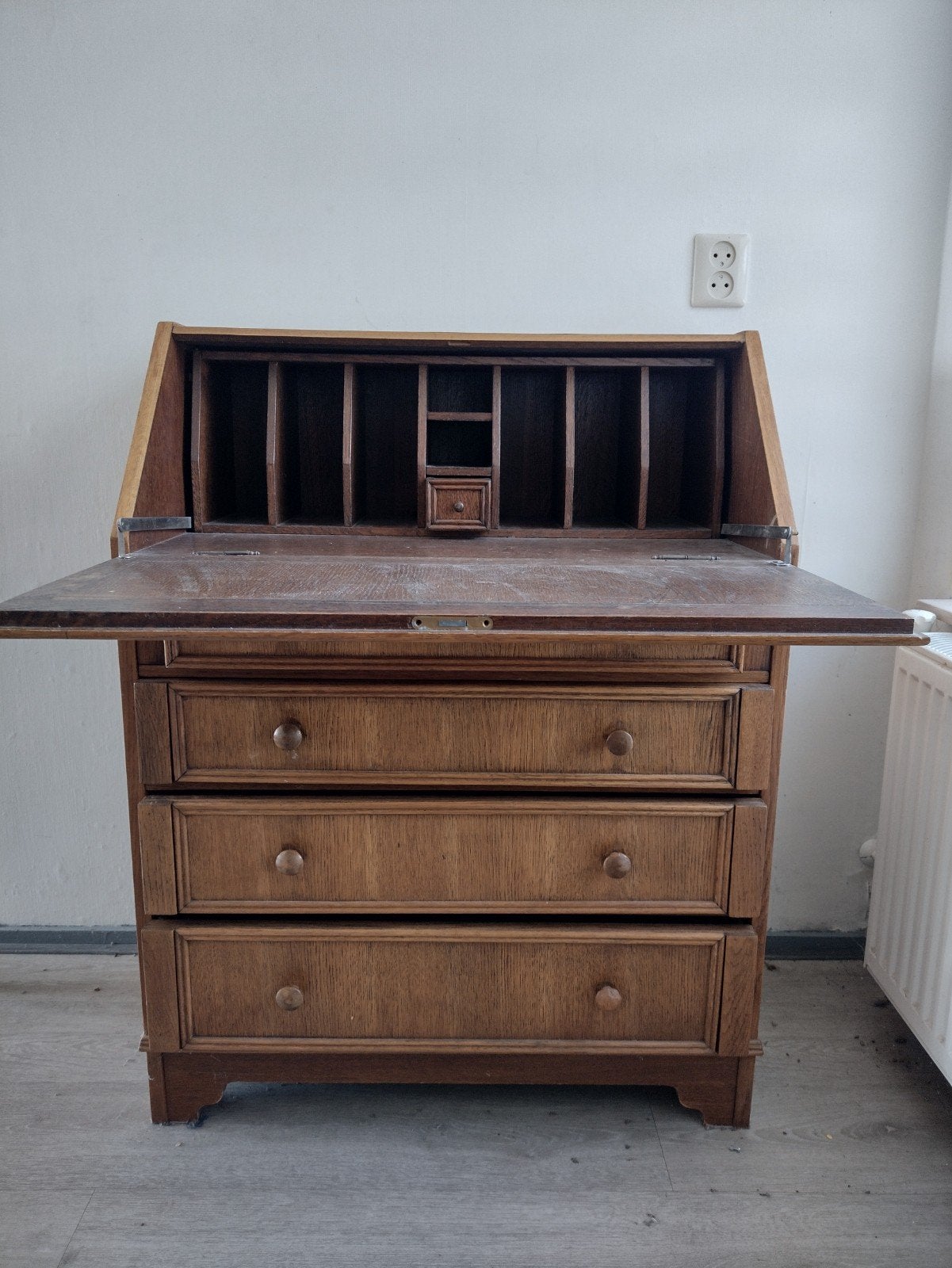 Antiek eikenhouten secretaire met lades, Antiek en Kunst, Ophalen