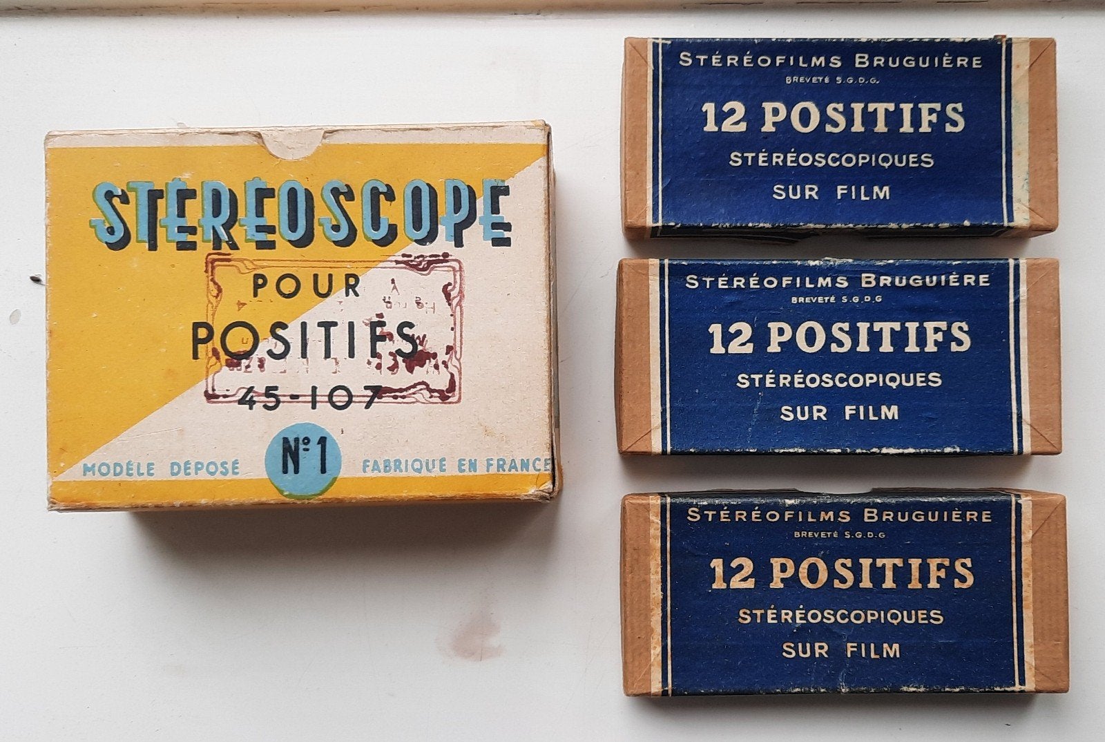 Vintage Stereoscope en Stereofilms Bruguière (12 Positifs), Overige merken, Overige typen, Ophalen, Gebruikt