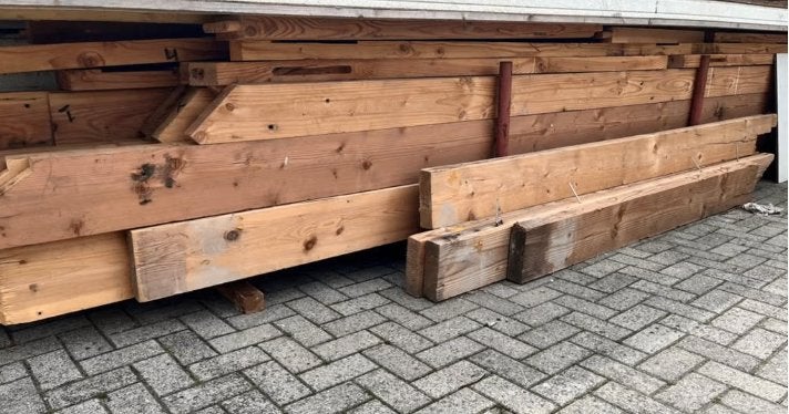 Grene gordingen dakbalken planken, Ophalen, Gebruikt, 250 cm of meer, Balken