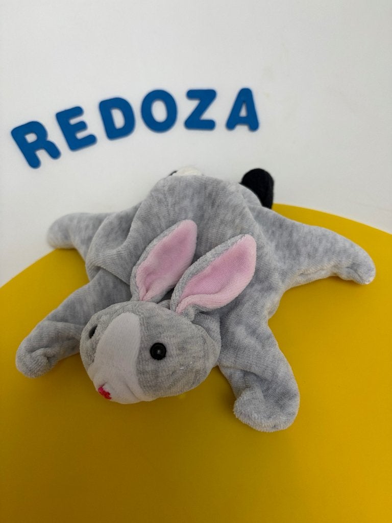 K1920 beleduc handpop konijn grijs, Kinderen en Baby's, Speelgoed | Knuffels en Pluche, Ophalen of Verzenden, Zo goed als nieuw
