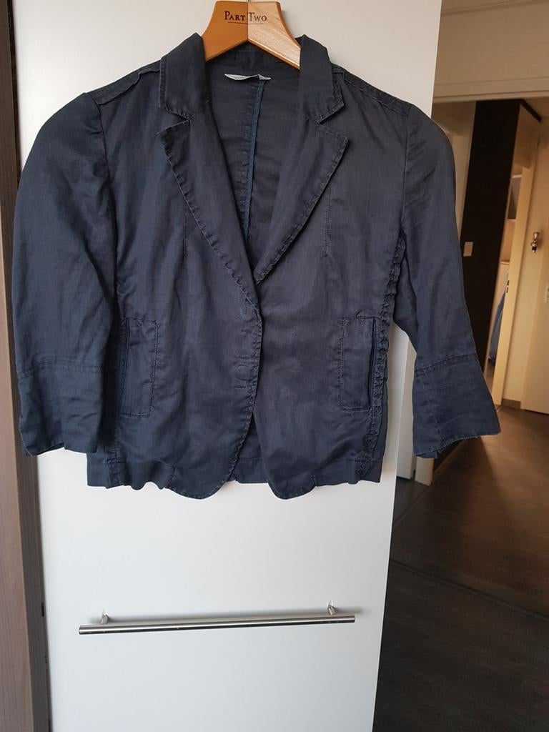 Heel mooi donkerblauw blazer jasje maat 34 turnover, Ophalen, Blauw, Nieuw, Turnover