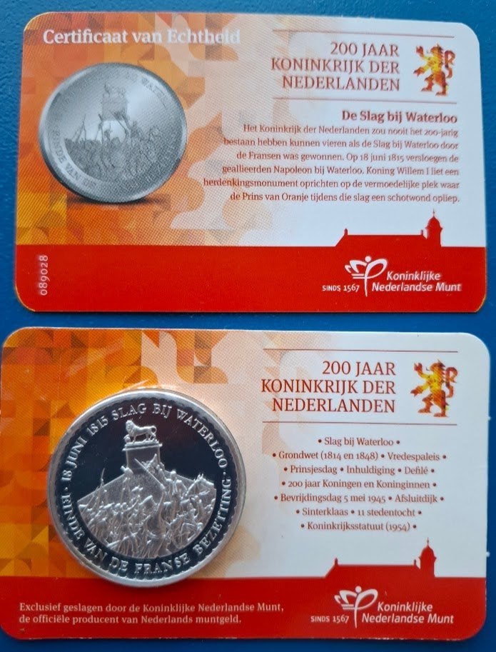 "Slag bij Waterloo" herdenkingspenning in coincard - 2013, Verzenden, Overige materialen, Nederland
