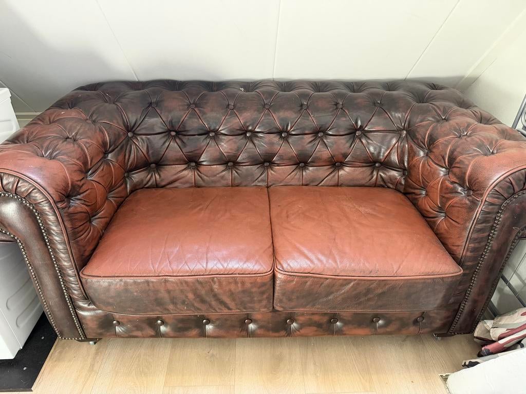 Klassieke Chesterfield 2-zitsbank, Ophalen, Gebruikt, 150 tot 200 cm, Tweepersoons