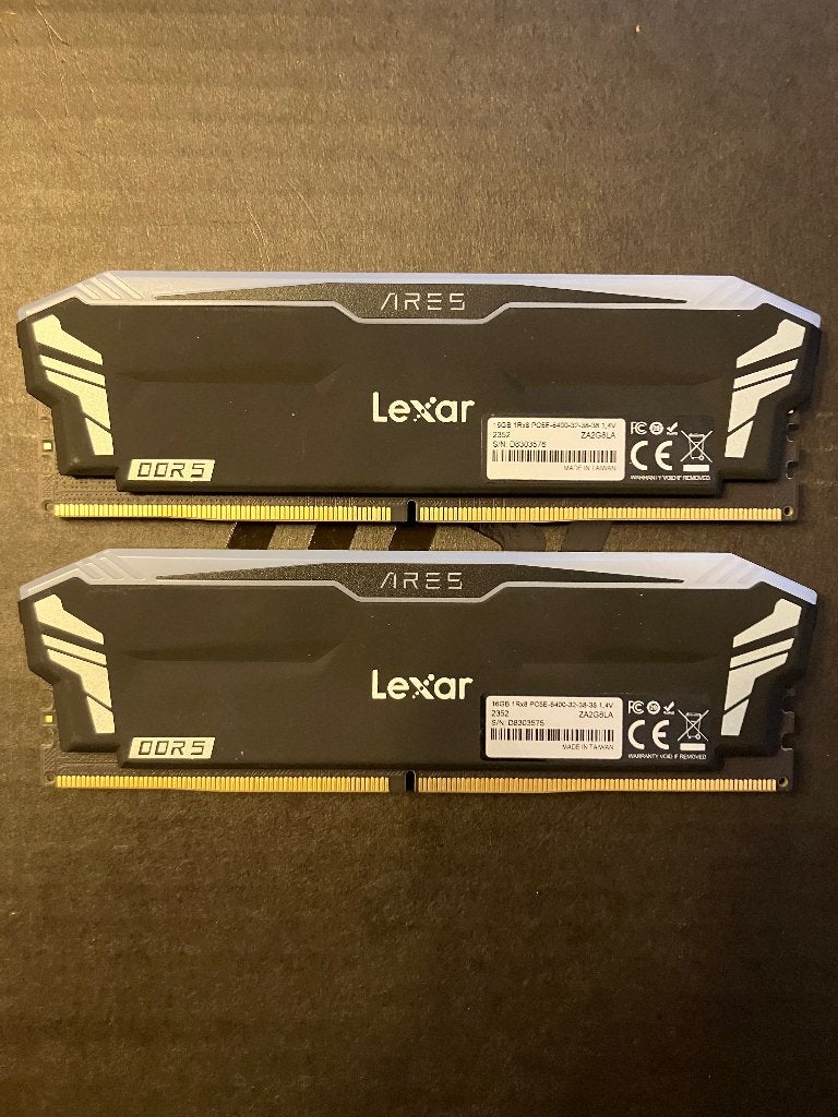 Lexar ARES DDR5 32GB (2x16GB) 6400MHz CL32 RAM, 32 GB, Ophalen of Verzenden, Zo goed als nieuw, Desktop