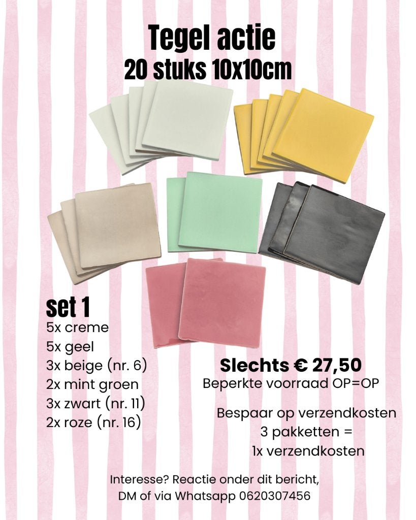 Tegel Actie 20 Keramische Tegeltjes 10x10 cm, Hobby en Vrije tijd, Handgemaakt, Nieuw, Meerkleurig, Ophalen of Verzenden