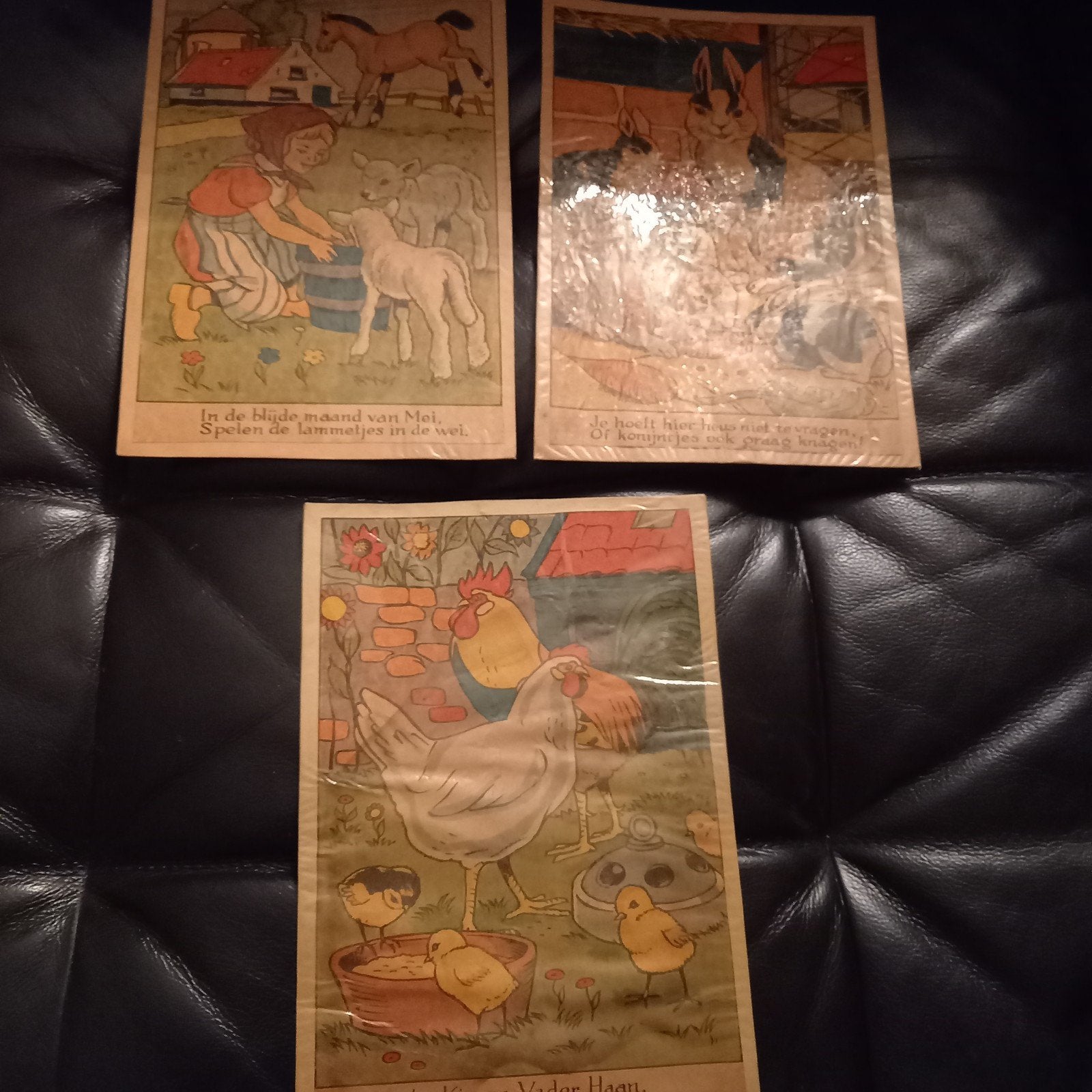 3 antieke kartonnen prenten – Rie Cramer (ca. 1930), Verzenden