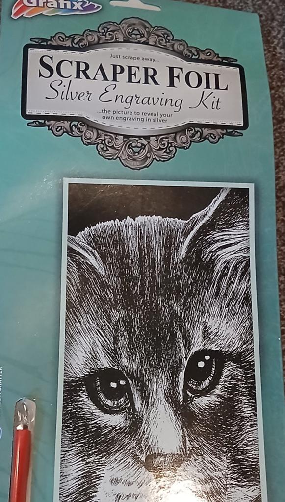 Grafix Scraper Foil Silver Engraving Kit set Kat zwartzilver, Hobby en Vrije tijd, Knutselen, Nieuw, Knutselmateriaal, Educatief