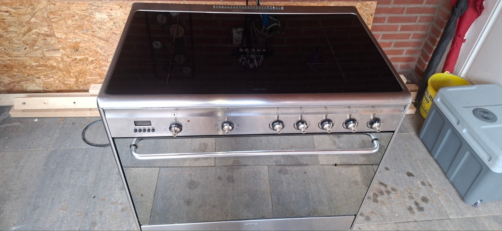 smeg inductie fornuis 90 cm breed, Witgoed en Apparatuur, Fornuizen, Ophalen, Gebruikt, 60 cm of meer, Inductie