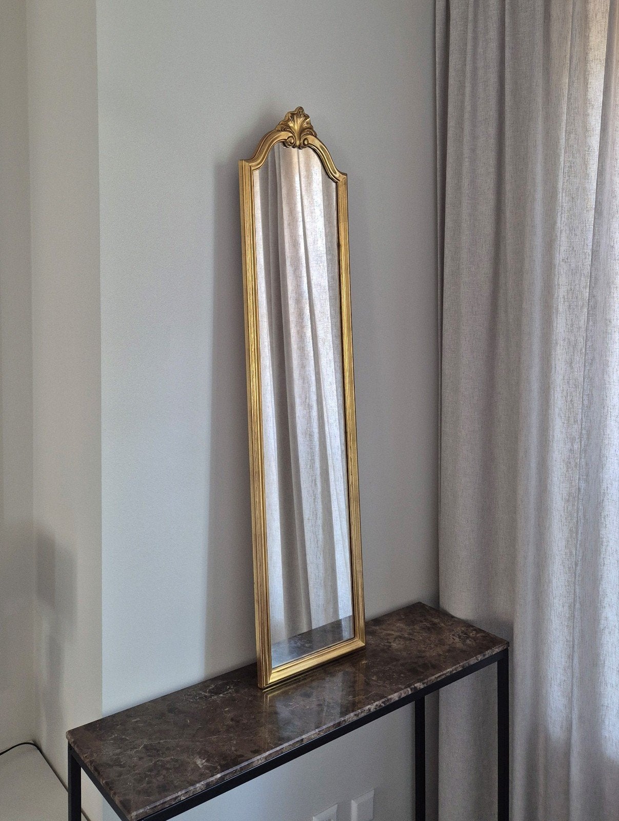 Vintage Passpiegel Goud Verguld 130x30cm | Deknudt Jaren 80, Minder dan 50 cm, Ophalen of Verzenden, Zo goed als nieuw, Minder dan 100 cm