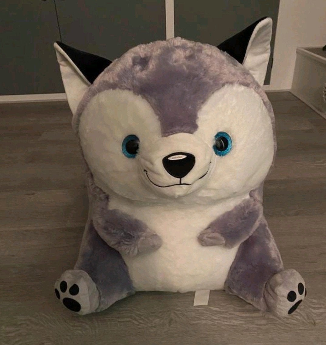 Grote zachte husky knuffel, Ophalen, Overige merken, Overige karakters, Grijs