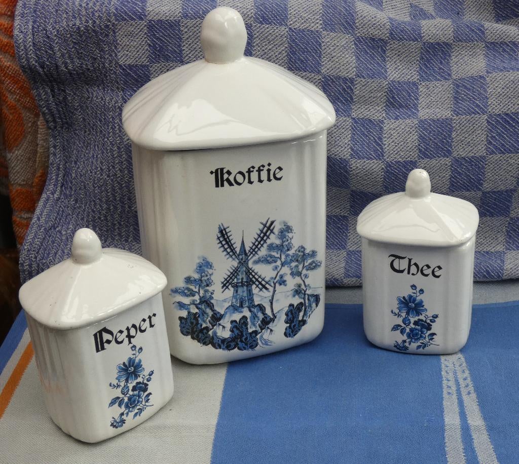 oude voorraadpotten/koffiepot/theepot/peperpotje/ porselein, Antiek en Kunst, Ophalen of Verzenden
