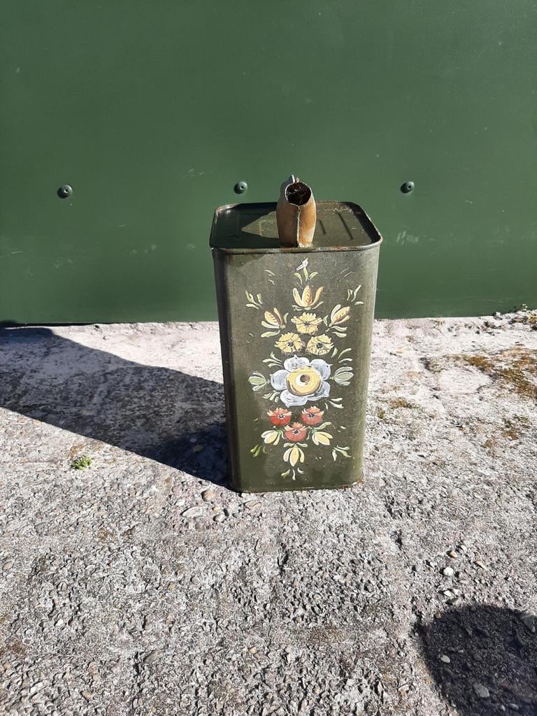Vintage Oliekan met Bloemenpatroon, Ophalen