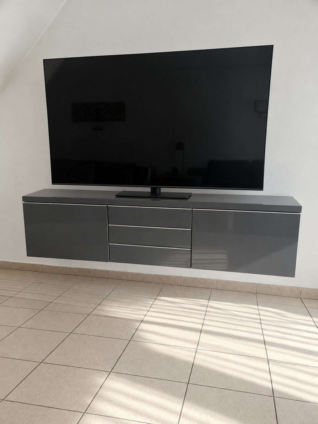 IKEA Besta Burs TV-meubel grijs, 180x49x41 cm, Ophalen, Gebruikt, 150 tot 200 cm, Minder dan 100 cm