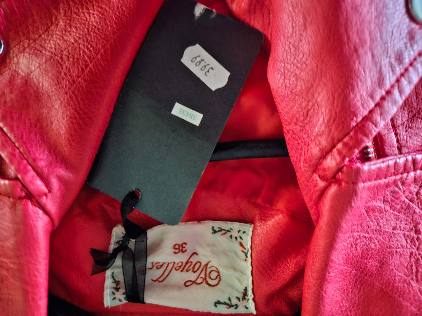 Nieuw rood bikerjack met vetersluiting, Nieuw, Ophalen of Verzenden, Maat 36 (S), Voyelles
