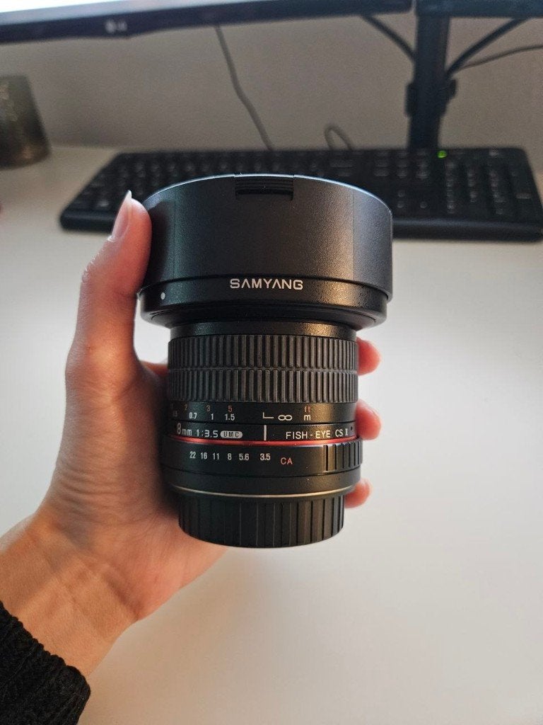 Samyang 8 mm 1:3.5 U.M.C. Fisheye lens (canon), Gebruikt, Samyang, Fisheye-lens, Ophalen of Verzenden