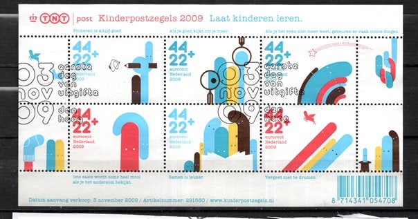 Gestempelde zegel. Jaar 2008. Kinderzegels velletje, Ophalen of Verzenden, Na 1940, Gestempeld