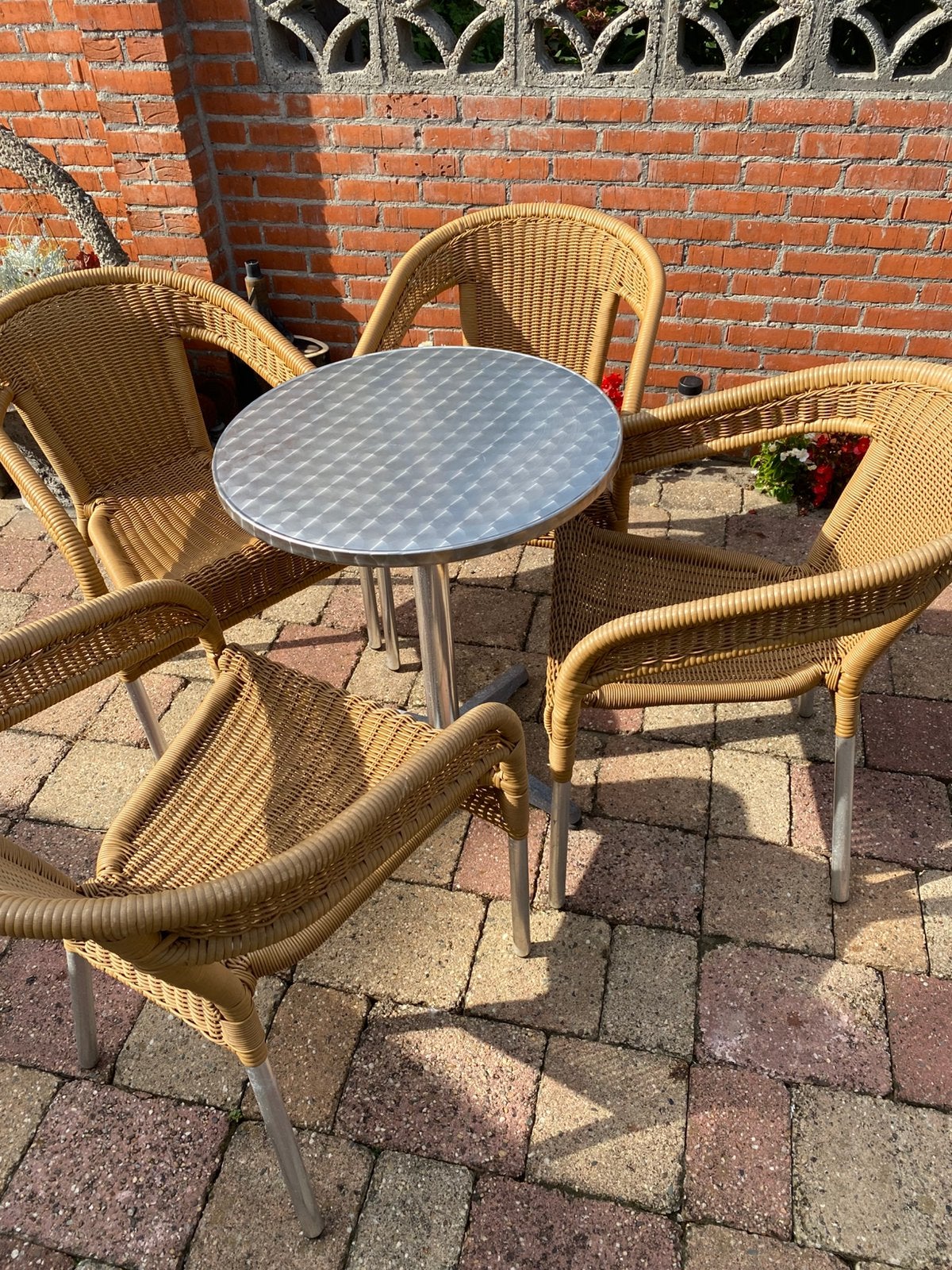 Tuinsetje balkonset, Ophalen, 4 zitplaatsen, Gebruikt, Wicker