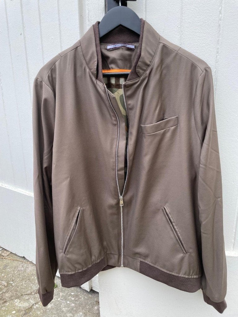 Luxe Bomber Jacket - merinowol S110's (luxe pakstof) maat L, Kleding | Heren, Jassen | Winter, Maat 52/54 (L), Overige kleuren