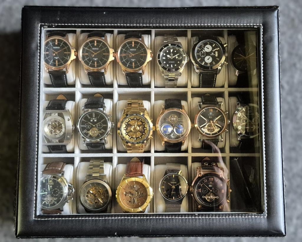  17 Horloges + Afsluitbare Horloge box – Complete Set., Ophalen of Verzenden, Overige merken