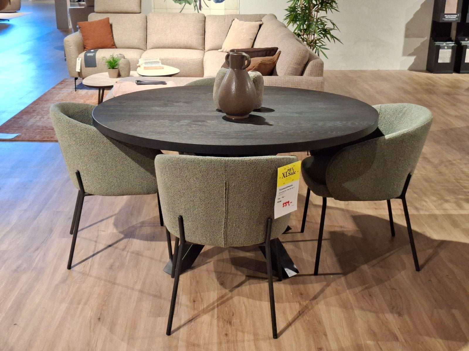 Showroommodel Magna Eetkamertafel  140cm rond eiken, Ophalen, Rond, Nieuw, Metaal