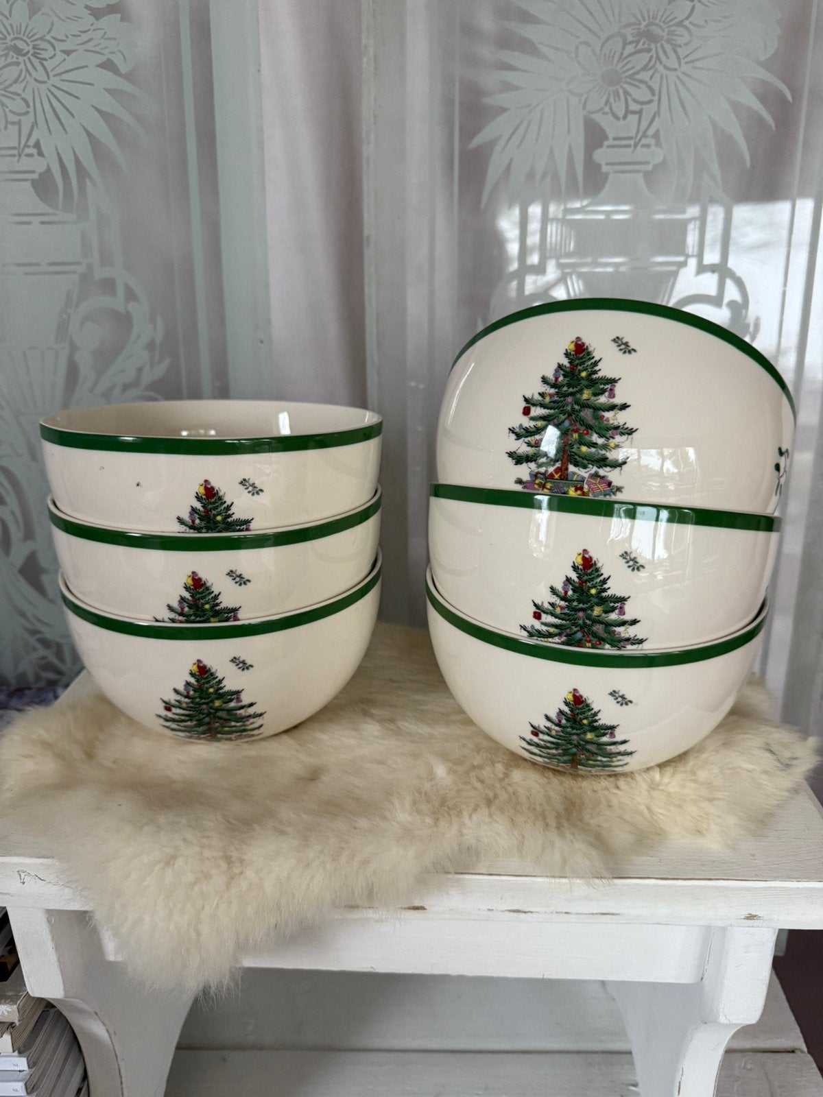 Spode Christmas Tree rice Bowls 15 cm nieuw 6x, Ophalen, Nieuw