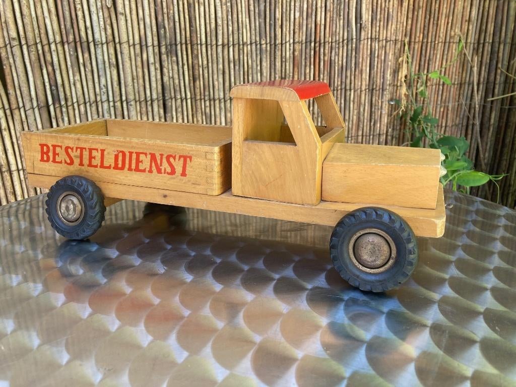 Vintage Okwa speelgoed houten vrachtauto., Ophalen of Verzenden