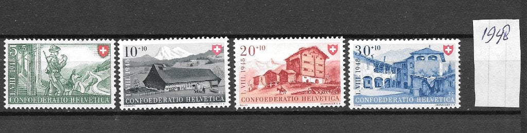 1948 Zwitserland serie Pro Patria 1948, Ophalen of Verzenden, Gestempeld