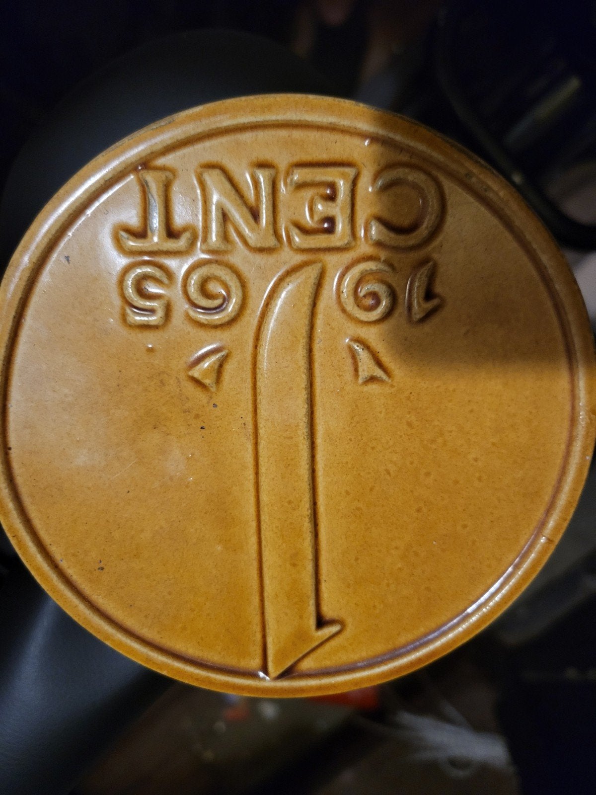 Vintage 1965 Cent Spaarpot - Keramiek, Verzamelen, Ophalen of Verzenden, Gebruikt, Steen, Aardewerk of Keramiek, Overige thema's