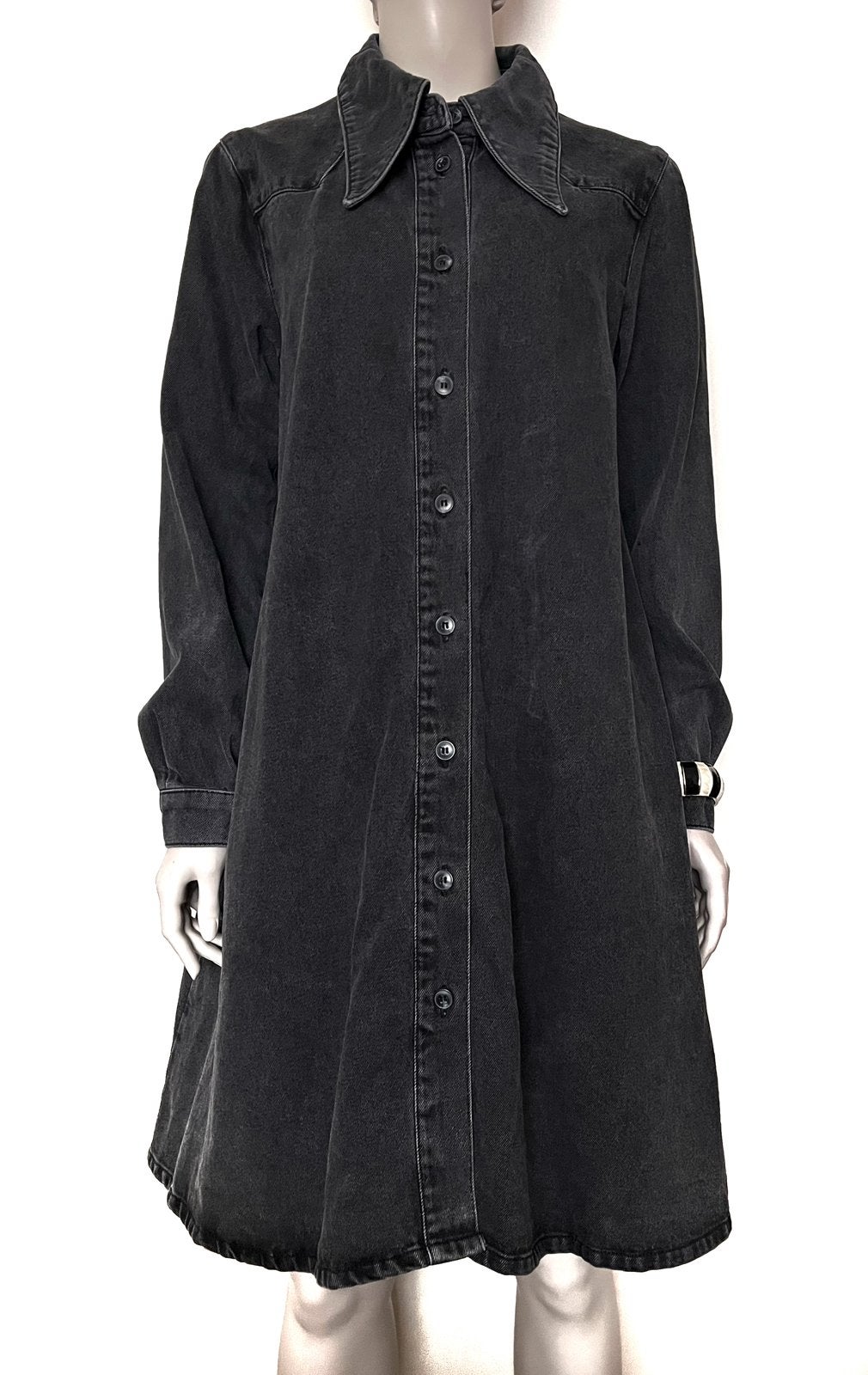 Gestuz denim blouse jurk faded black mt 38 (NIEUW!), Maat 38/40 (M), Verzenden, Zwart, Nieuw