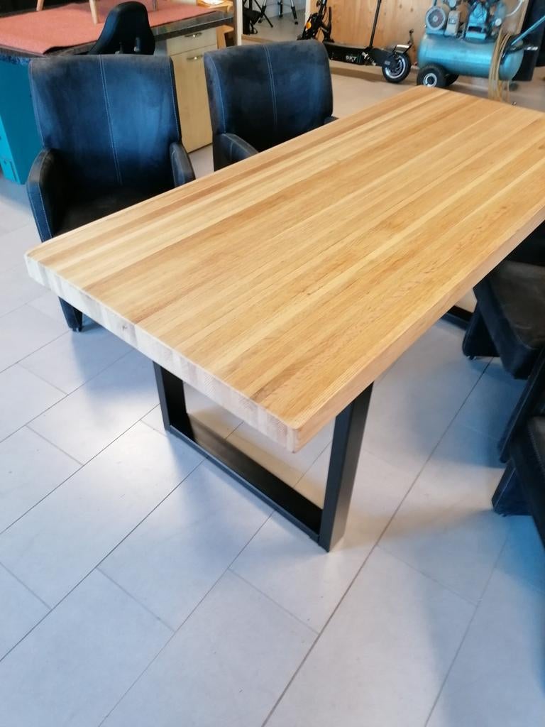 Eiken eettafel met stoelen., Huis en Inrichting, Tafels | Eettafels, Ophalen, Gebruikt, Rechthoekig, 50 tot 100 cm