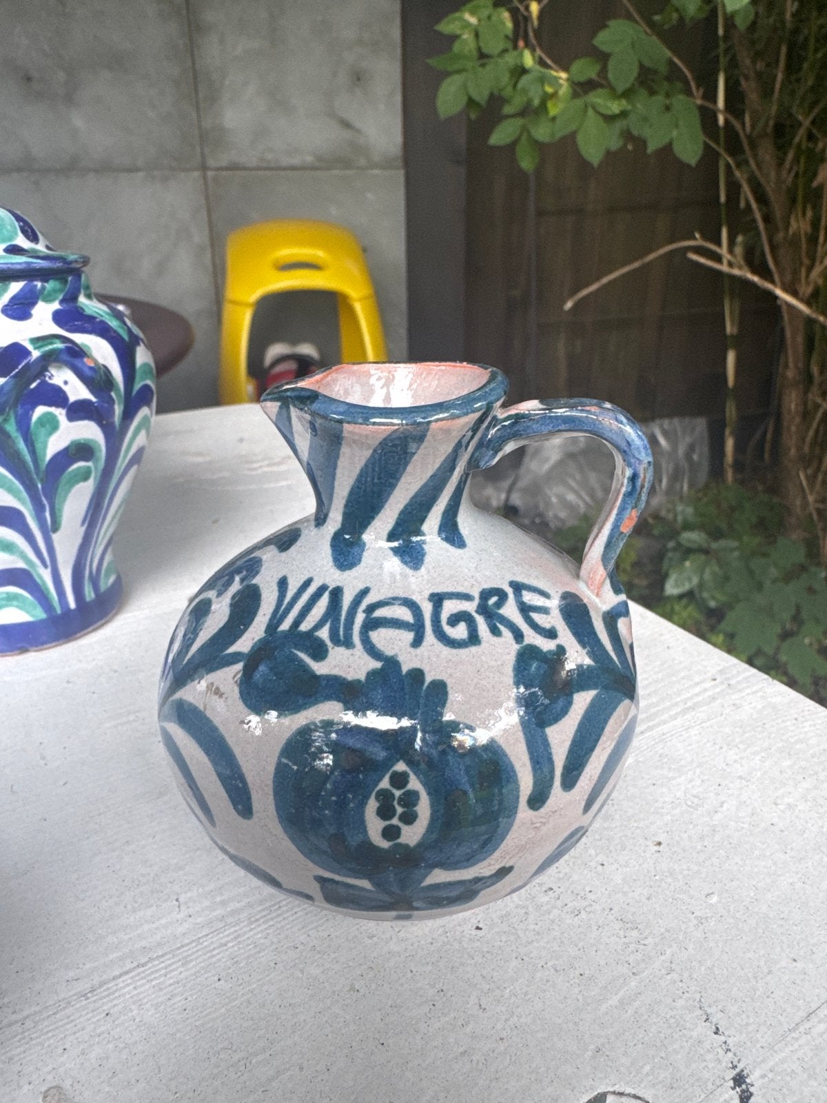 Vintage Spaanse Aardewerk Azijnkan - Handgeschilderd, Antiek en Kunst, Ophalen of Verzenden