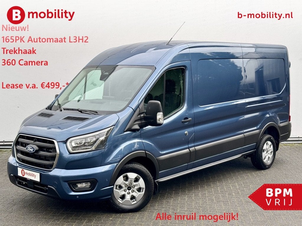Ford Transit 350 2.0 TDCI 165PK L3H2 Limited Nieuw Type Auto, Auto's, Bestelauto's, Bedrijf, Te koop, 360° camera, ABS, Achteruitrijcamera