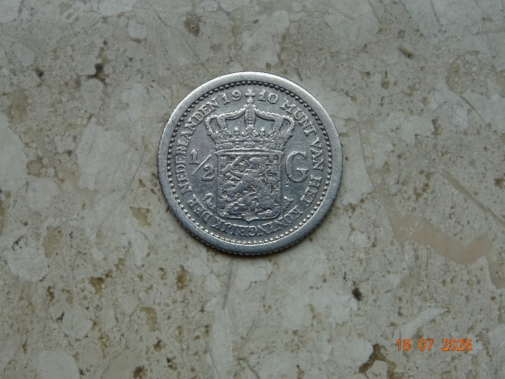 1/2 gulden 1910, Postzegels en Munten, Munten | Nederland, ½ gulden, Verzenden, Zilver, Koningin Wilhelmina