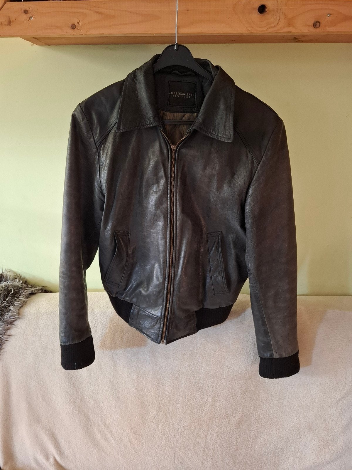 Leren jas American Base New York - rits werkt, Ophalen, Zwart, American Base New York, Overige maten