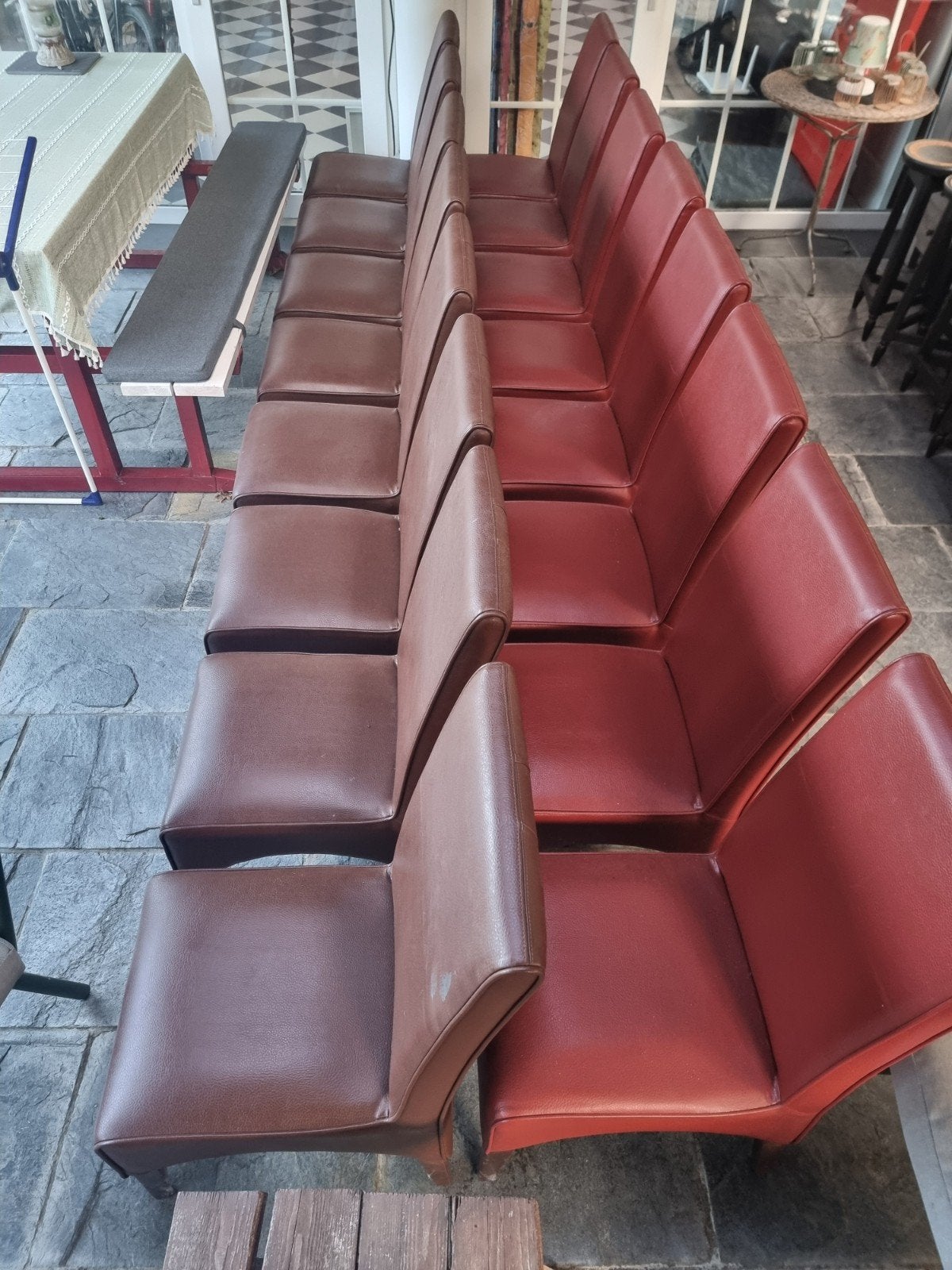 8 eetkamerstoelen kunstleer - Bruin, Ophalen, Gebruikt, Bruin, Modern