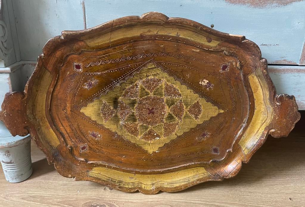 Prachtig Florentijns dienblad dienblaadje hout, Huis en Inrichting, Woonaccessoires | Dienbladen, Ophalen of Verzenden, Zo goed als nieuw