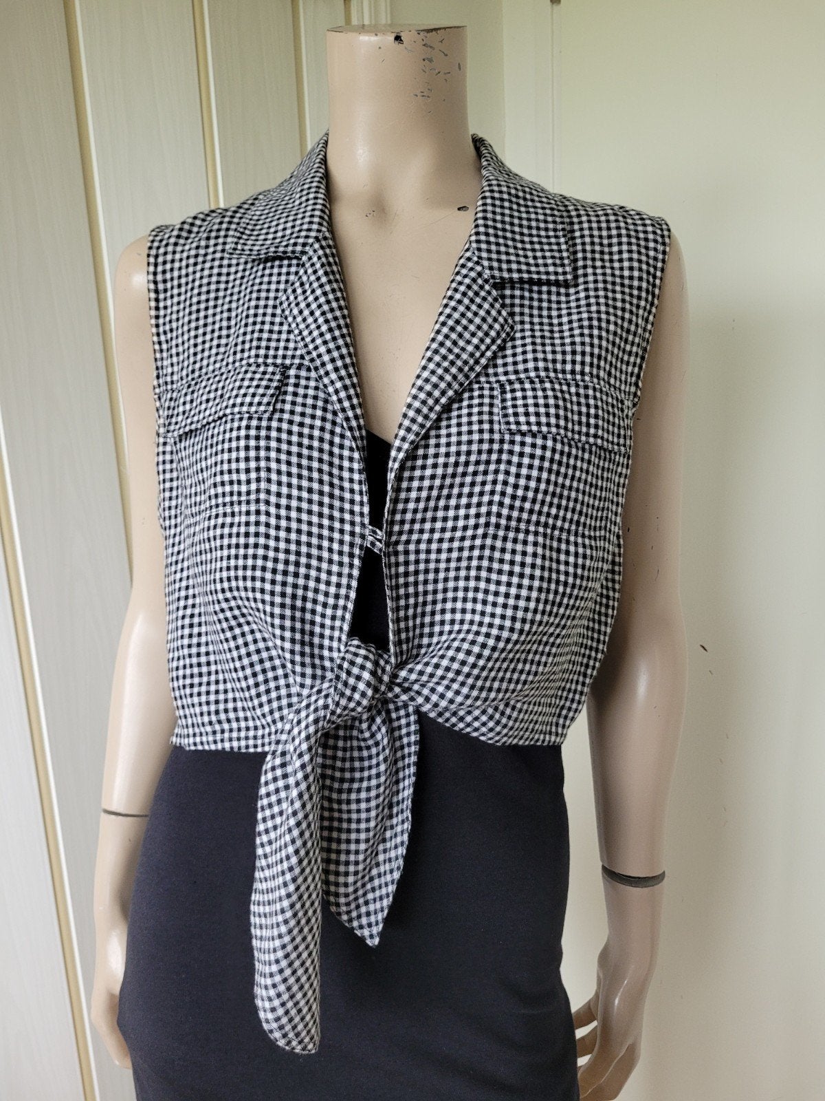 Claudia Strater top/gilet linnen zwart/wit maat 40/42, Kleding | Dames, Zwart, Maat 42/44 (L), Ophalen of Verzenden, Zo goed als nieuw
