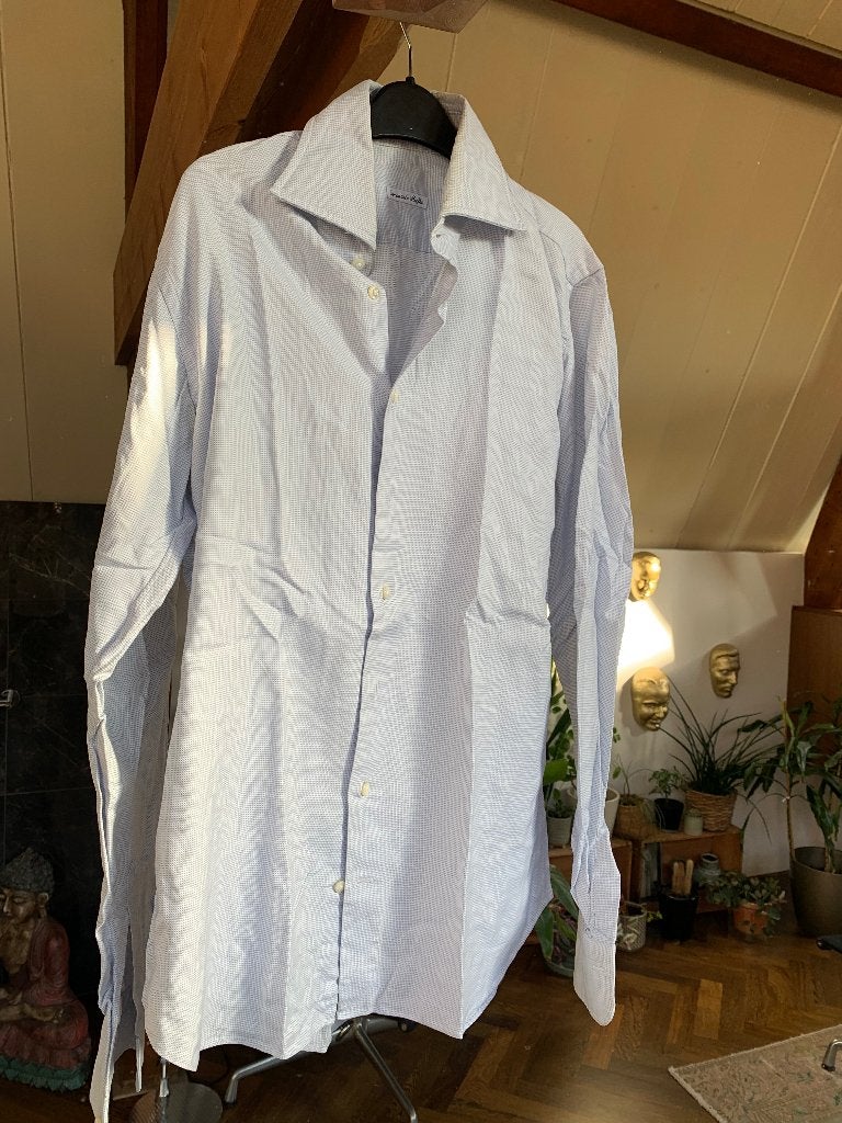 Overhemd Emanuele Maffeis katoen blauw, maat 37 zgan, Kleding | Heren, Overhemden, Blauw, Halswijdte 38 (S) of kleiner, Ophalen of Verzenden