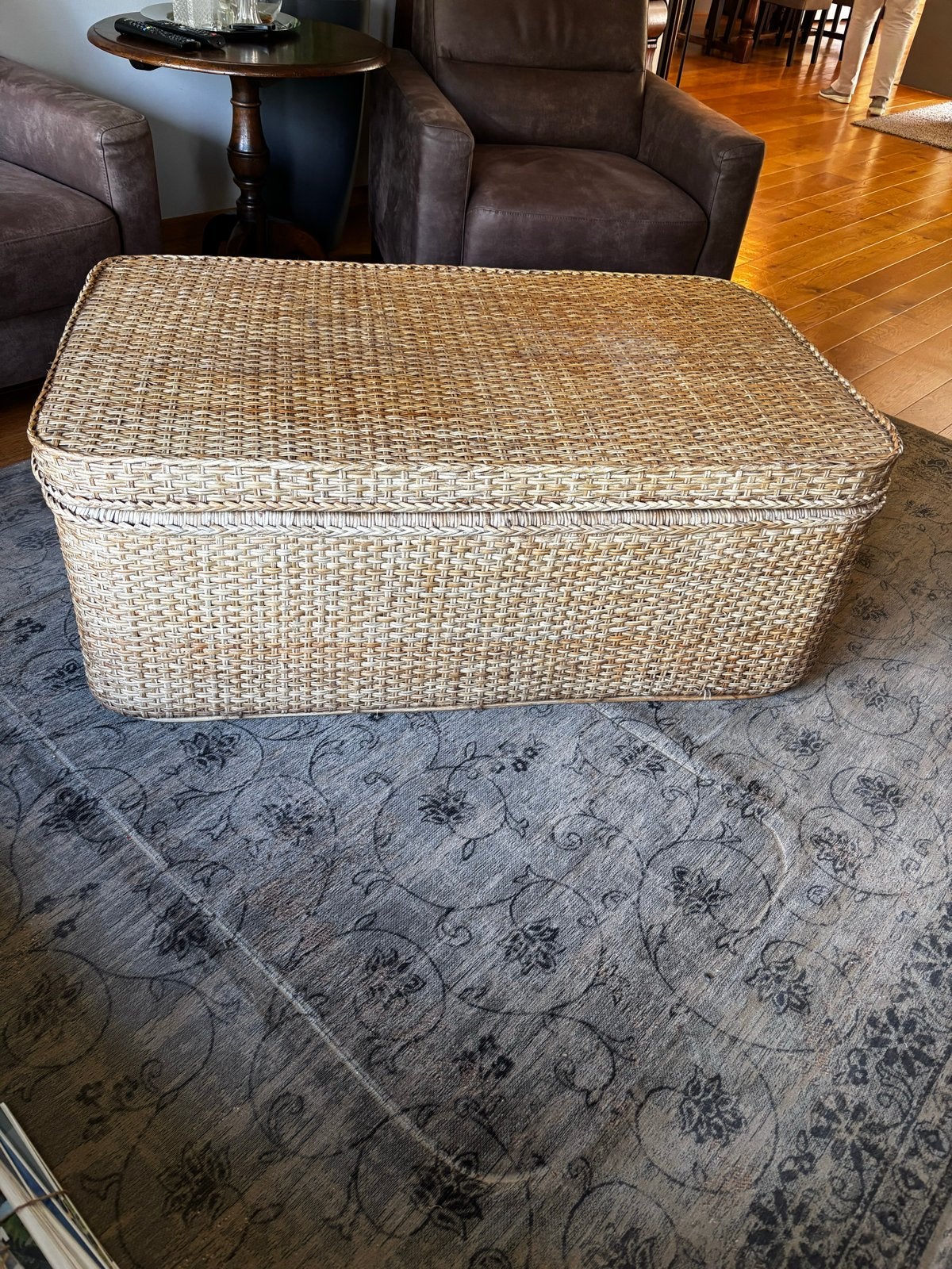 Salontafel met opbergruimte van rotan, Gebruikt, 100 tot 150 cm, Overige houtsoorten, 50 tot 100 cm
