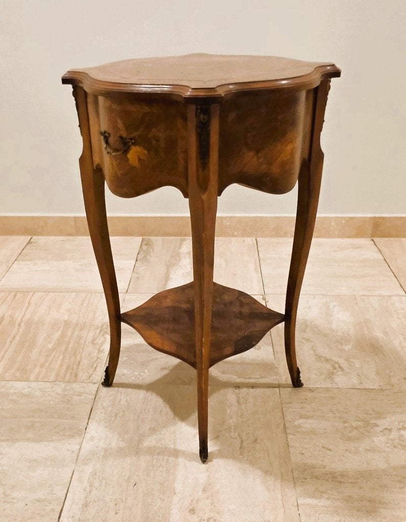 Bijzettafel in Marquetterie Louis XV stijl, Antiek en Kunst, Ophalen of Verzenden