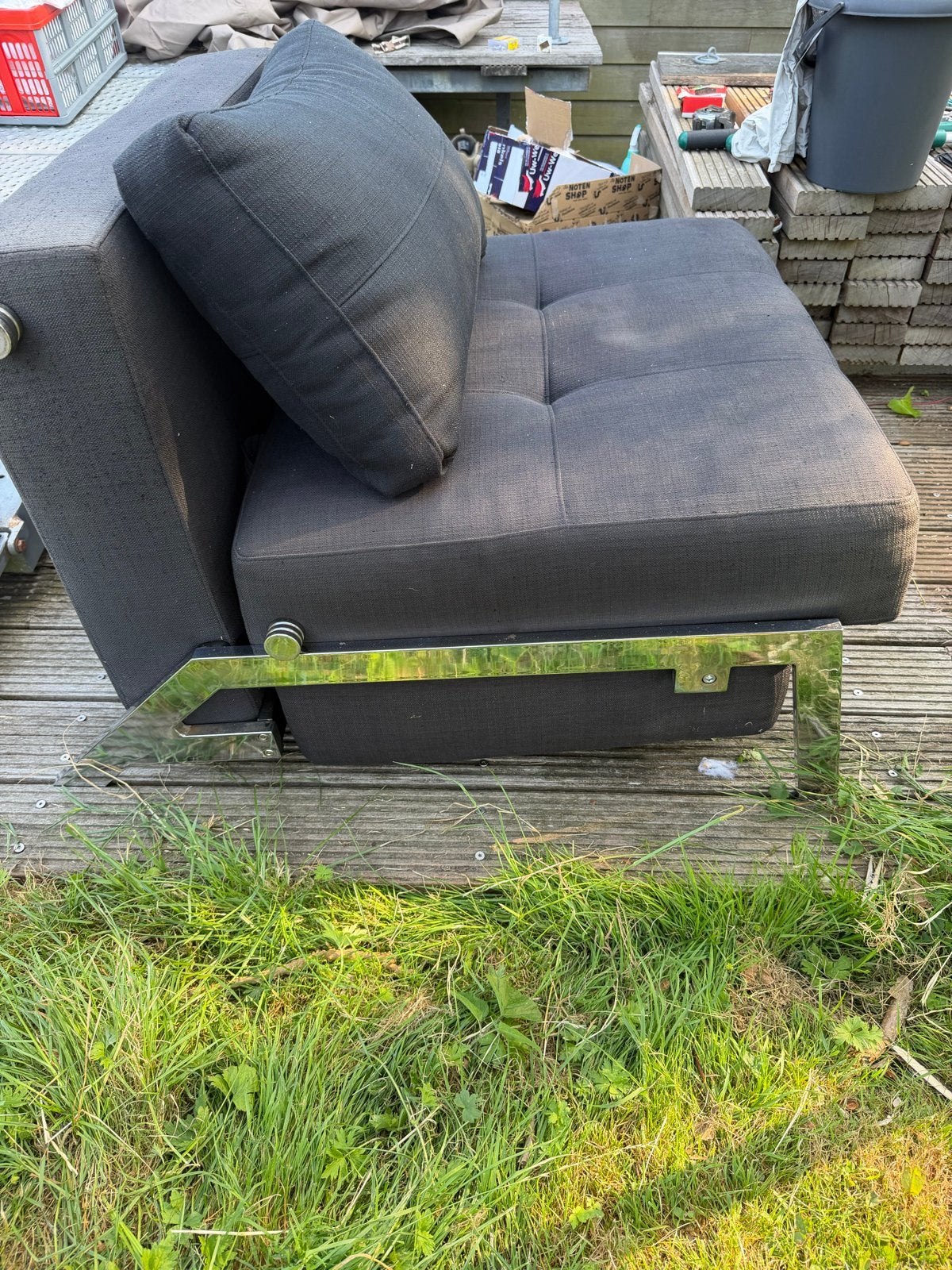 Innovation Living Cubed 90 Chrome Slaapfauteuil Zwart, Ophalen, Gebruikt, Eenpersoons, Zwart