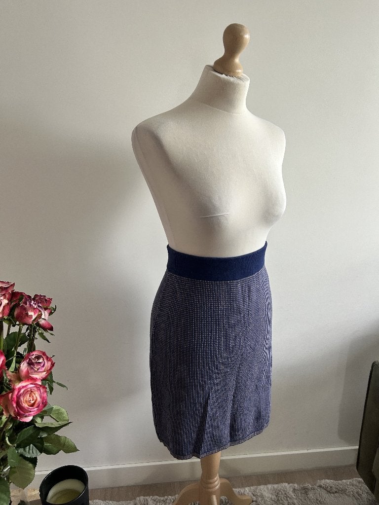 King Louie maat L blauwe wollen koker rok 3222, Kleding | Dames, Rokken, Blauw, Maat 42/44 (L), Ophalen of Verzenden, Zo goed als nieuw