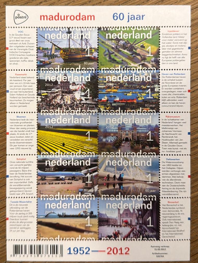 Postzegels pf. Madurodam 60 jaar., Postzegels en Munten, Ophalen of Verzenden, Na 1940, Postfris