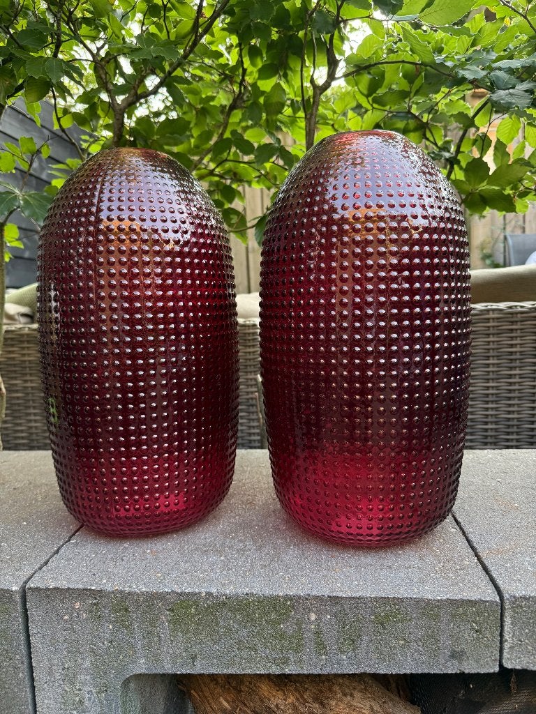 Noppenvaas rood, Huis en Inrichting, Woonaccessoires | Vazen, Ophalen, Met patroon/structuur, 39 cm, Rood