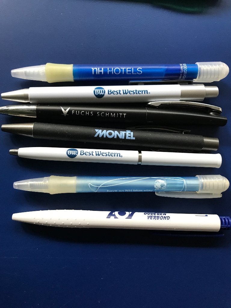 Diverse reclamepennen - Balpennen met logo's, Verzamelen, Overige merken, Gebruikt, Balpen, Ophalen of Verzenden