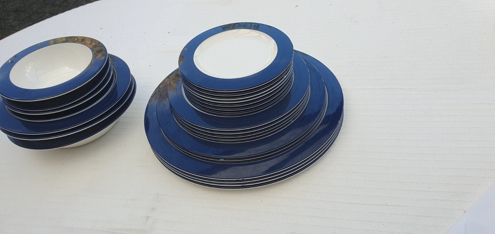 Servies set - Borden en kommen - Blauw/Wit, Ophalen, Gebruikt