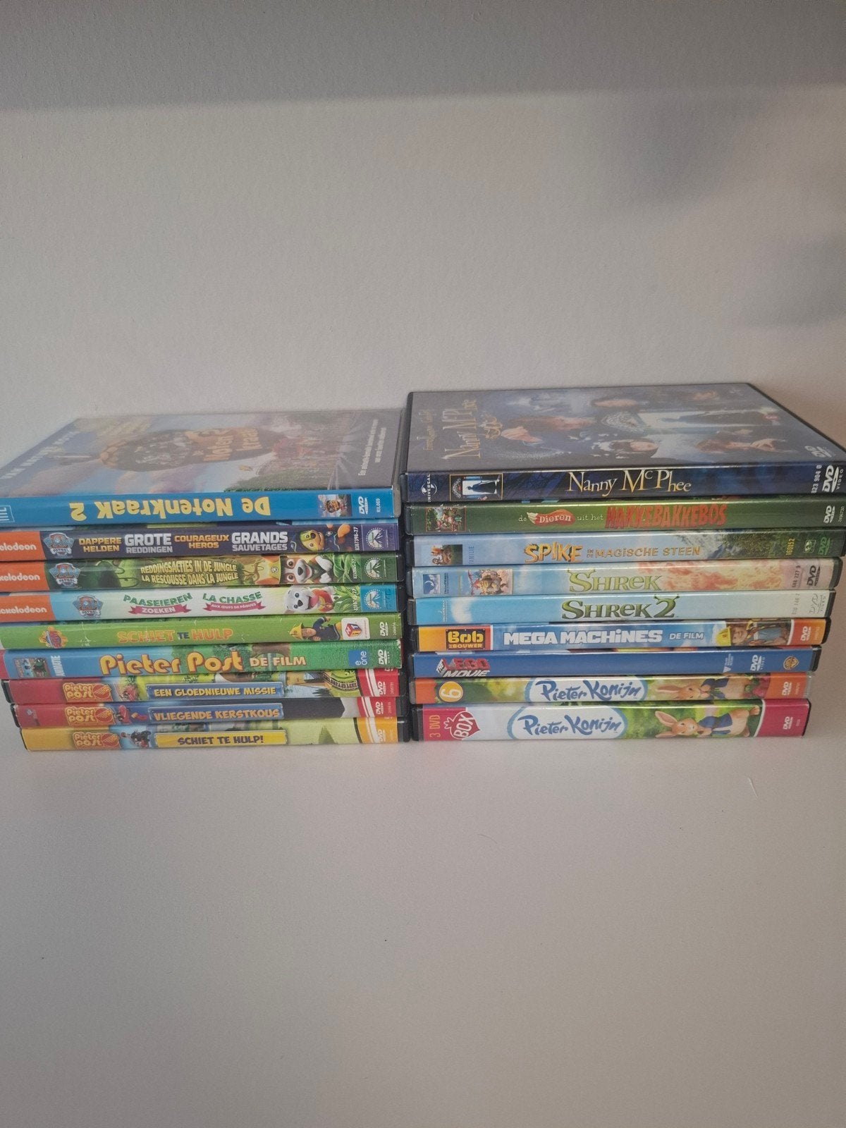 Grote collectie kinderfilms DVD: Paw Patrol, Shrek, Pieter, Gebruikt, Animatie, Verzamelbox, Alle leeftijden