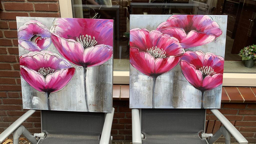 schilderij met bloemen, Ophalen of Verzenden