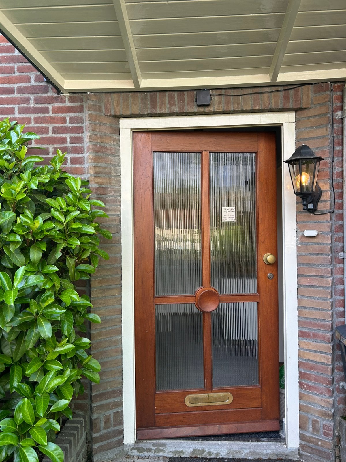 Mooie hardhouten jaren 50 voordeur, Doe-het-zelf en Verbouw, Ophalen, 200 tot 215 cm, Glas, Buitendeur